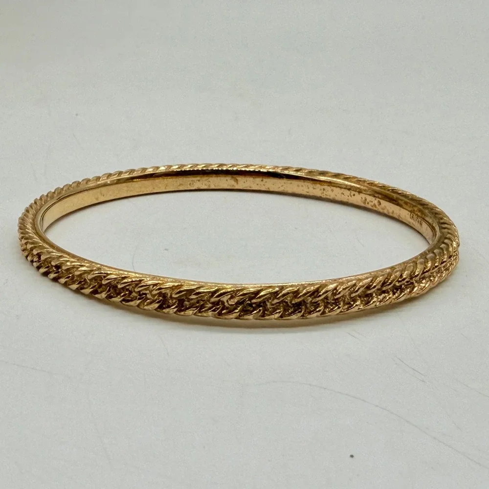 Trifari Vintage Bangle Bracelet Gold Tone Textured Rope Design Good Condition